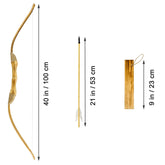 Close-up of a 40-inch handmade wooden bow